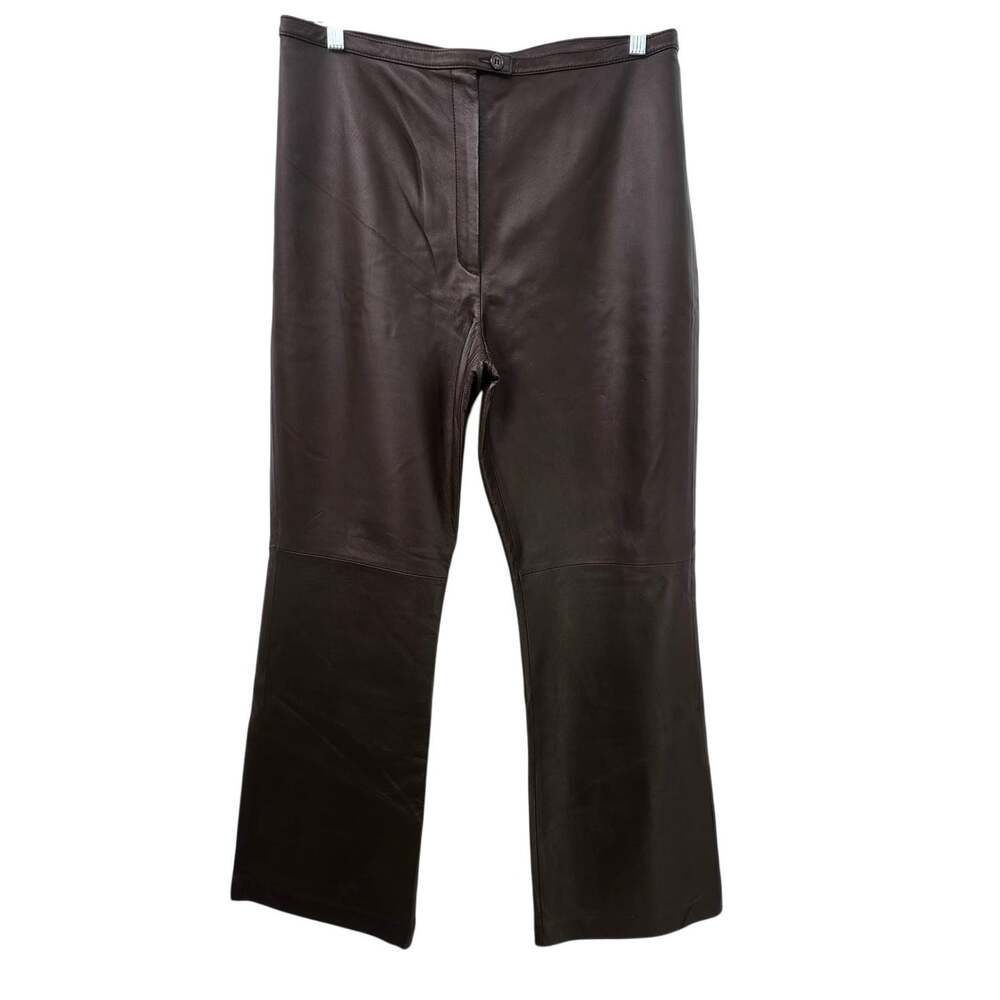 Vintage Newport News 100% Leather Brown Pants Size 16 Chocolate